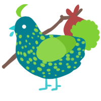 A sea and grass chicken with a speckle pattern