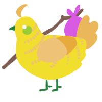 A yellow and honey chicken with a half-bar pattern