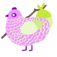 A lavender and apple chicken with a lace pattern