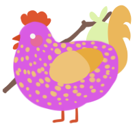 A orchid and honey chicken with a speckle pattern
