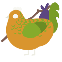 A orange and chartreuse chicken with a half-lace pattern