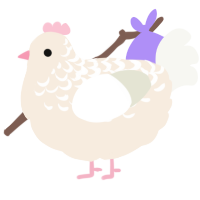A cream and white chicken with a half-lace pattern