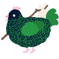 A tumblr and viridian chicken with a double-lace pattern