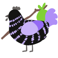 A black and lilac chicken with a bar pattern