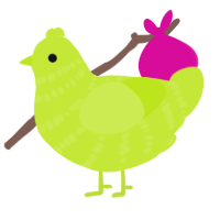 A lime chicken with a bar pattern