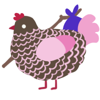 A bark and pink chicken with a lace pattern