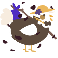 A bark and cream chicken with a head pattern