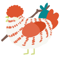 A white and vermilion chicken with a bar pattern