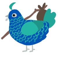 A ultramarine and turquoise chicken with a lace pattern