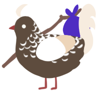 A bark and cream chicken with a half-lace pattern