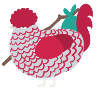 A mist and crimson chicken with a lace pattern