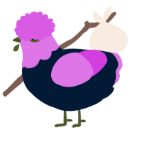 A tumblr and orchid chicken with a head pattern