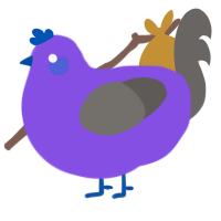 A blurple and grey chicken