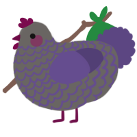 A grey and overcast chicken with a lace pattern