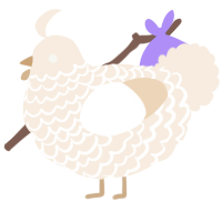 A cream chicken with a lace pattern