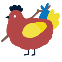 A red and yellow chicken