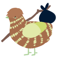 A brown and lemon chicken with a bar pattern