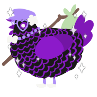 A sable and violet chicken with a lace pattern