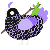 A black and lilac chicken with a lace pattern