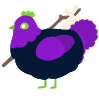 A tumblr and violet chicken with a head pattern