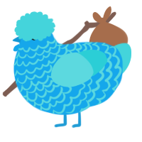A sky and aqua chicken with a lace pattern