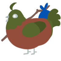 A russet and olive chicken with a head pattern