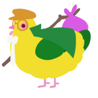 A yellow and leaf chicken