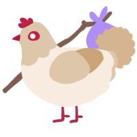 A cream and beige chicken with a head pattern