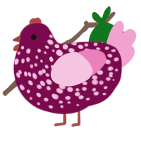A wine and pink chicken with a speckle pattern