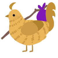 A honey and gold chicken with a bar pattern