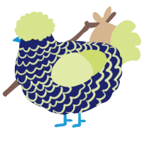 A navy and lemon chicken with a lace pattern