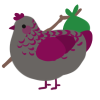 A grey and wine chicken with a half-lace pattern