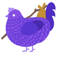 A blurple and indigo chicken with a lace pattern