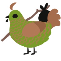 A chartreuse and brown chicken with a lace pattern