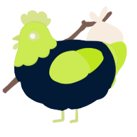 A tumblr and lime chicken with a head pattern