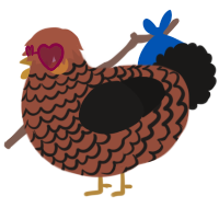 A russet and sable chicken with a lace pattern