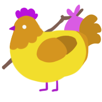 A yellow and ochre chicken with a head pattern