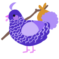 A indigo and lilac chicken with a lace pattern