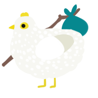 A white chicken with a speckle pattern