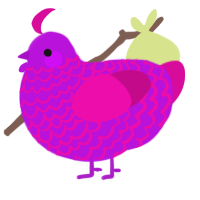 A amethyst and fuchsia chicken with a lace pattern