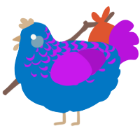 A sapphire and amethyst chicken with a half-lace pattern