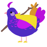A indigo and amethyst chicken with a half-lace pattern