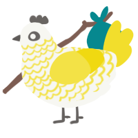 A white and yellow chicken with a lace pattern