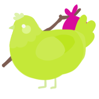 A lime chicken with a head pattern