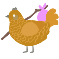 A ochre and orange chicken with a lace pattern