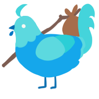A sky and aqua chicken with a head pattern