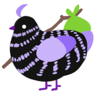 A black and lilac chicken with a bar pattern