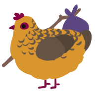 A orange and bark chicken with a half-lace pattern