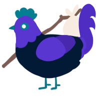 A tumblr and indigo chicken with a head pattern