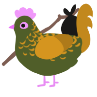 A olive and ochre chicken with a half-lace pattern